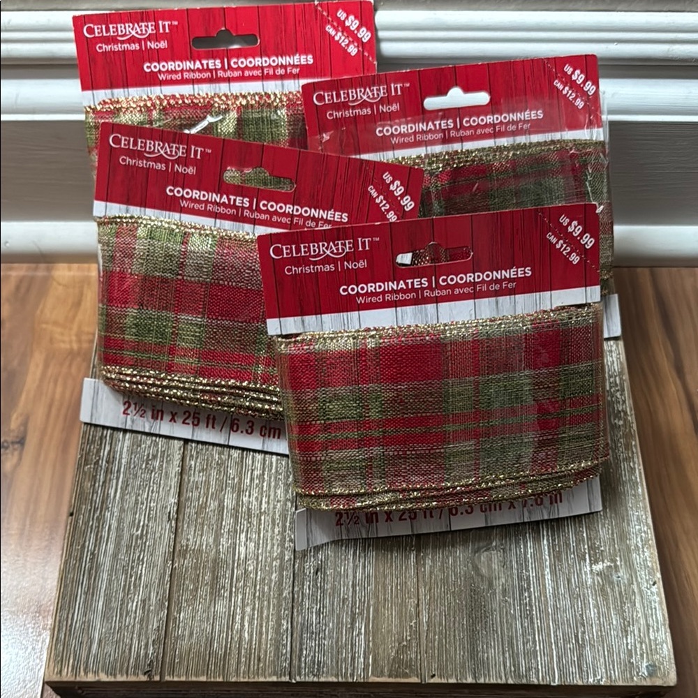 4x - Brand New Plaid Wired Ribbon